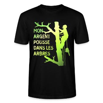 Mon argent pousse dans les arbres pour élagueur - T-shirt bio CRAFTER Stanley Stella Unisexe - noir - Devant - Alina (178cm) & Michal (187cm)