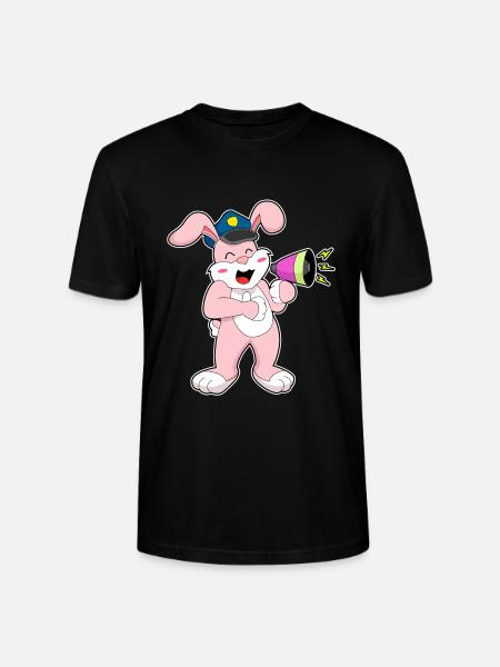 Bunny Policeman Microphone Police - Stanley/Stella CRAFTER Unisex Organic T-Shirt - black