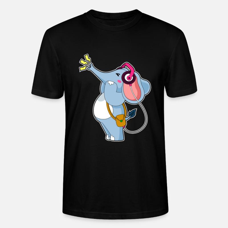 Elefant Kopfhörer Musik - Stanley/Stella Unisex Bio-T-Shirt CRAFTER - Schwarz