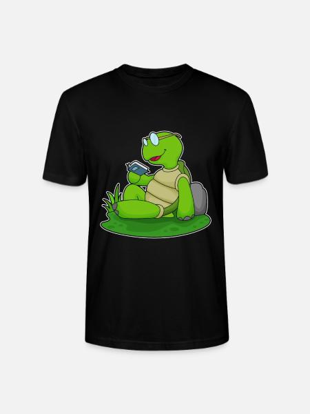 Turtle Nerd Book Glasses - Stanley/Stella CRAFTER Unisex Organic T-Shirt - black