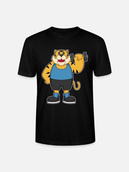 Tiger Bodybuilder Dumbbell Bodybuilding - Stanley/Stella CRAFTER Unisex Organic T-Shirt - black