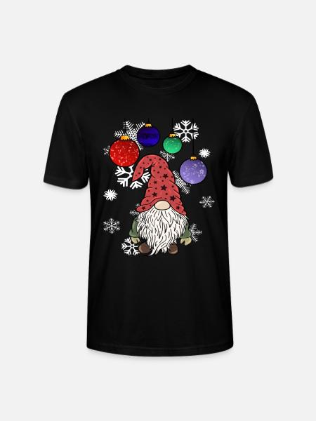 Gnome Christmas Elves with Snowflakes - Stanley/Stella CRAFTER Unisex Organic T-Shirt - black