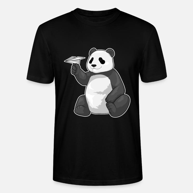 Panda Papierflieger - Stanley/Stella Unisex Bio-T-Shirt CRAFTER - Schwarz