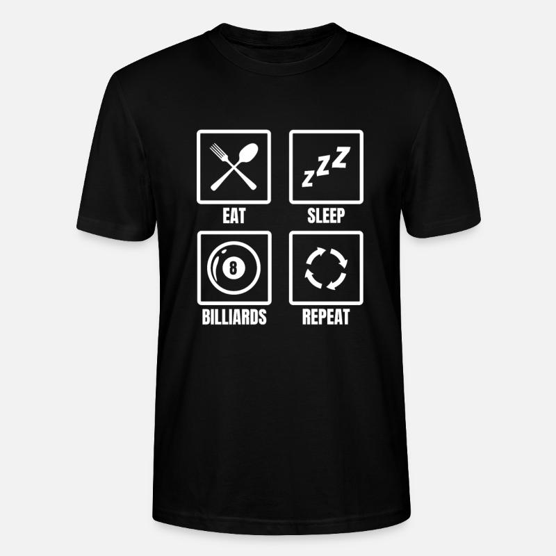 Manger Sleep Billard Répéter - T-shirt bio CRAFTER Stanley Stella Unisexe - noir