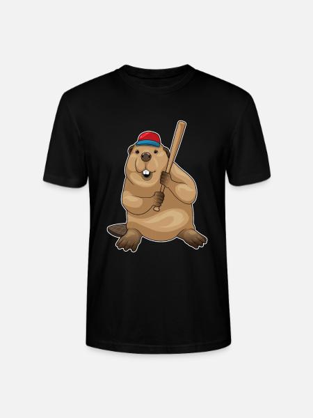 Beaver Baseball Baseball Bat - Stanley/Stella CRAFTER Unisex Organic T-Shirt - black