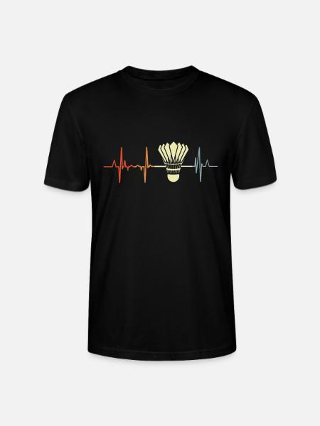 Badminton heartbeat - Stanley/Stella CRAFTER Unisex Organic T-Shirt - black