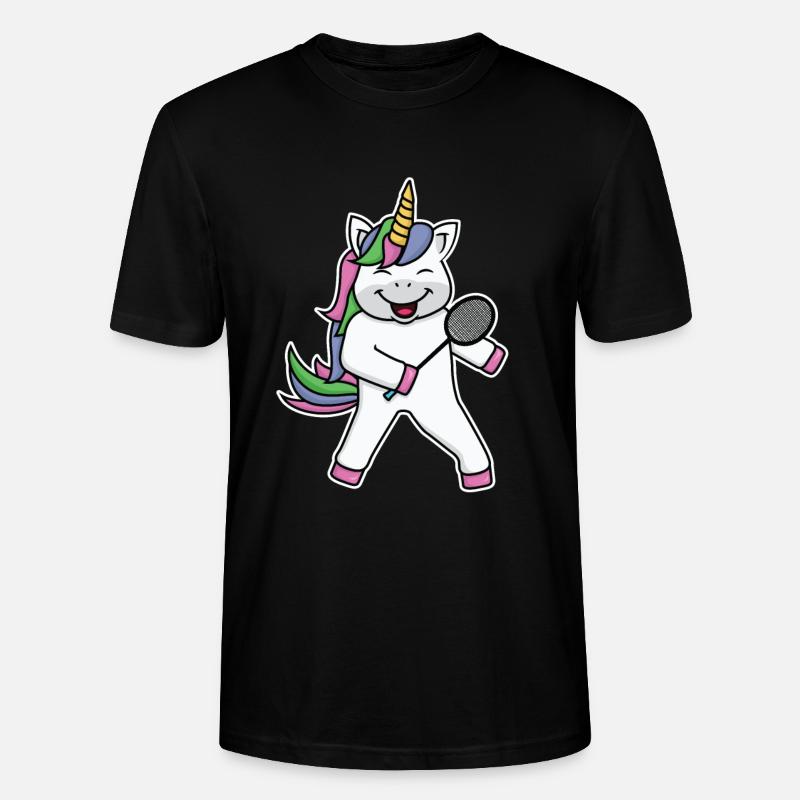 Badminton Einhorn - Stanley/Stella Unisex Bio-T-Shirt CRAFTER - Schwarz