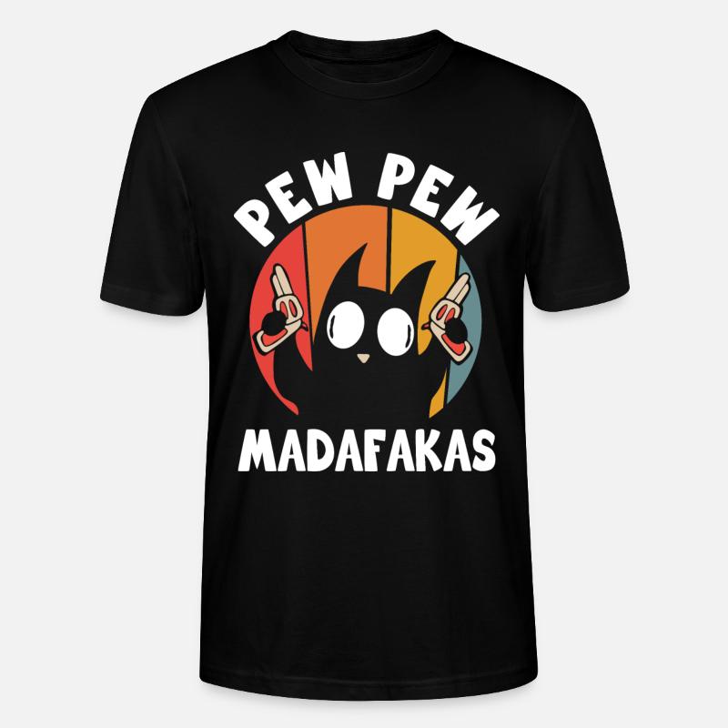 Pew Pew Chat drôle - T-shirt bio CRAFTER Stanley Stella Unisexe - noir
