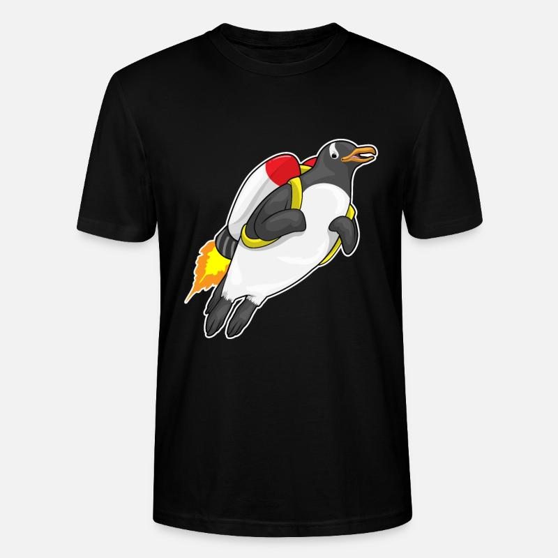 Pingouin volant jetpack - T-shirt bio CRAFTER Stanley Stella Unisexe - noir
