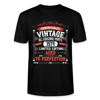 1974 Année de naissance Né Anniversaire Vintage - T-shirt bio CRAFTER Stanley Stella Unisexe - noir - Devant - Alina (178cm) & Michal (187cm)