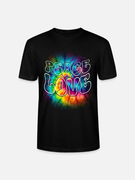 Peace Love Tie Dye - Stanley/Stella CRAFTER Unisex Organic T-Shirt - black
