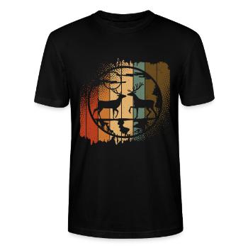 Reh - Stanley/Stella Unisex Bio-T-Shirt CRAFTER - Schwarz - Vorne - Alina (178cm) & Michal (187cm)