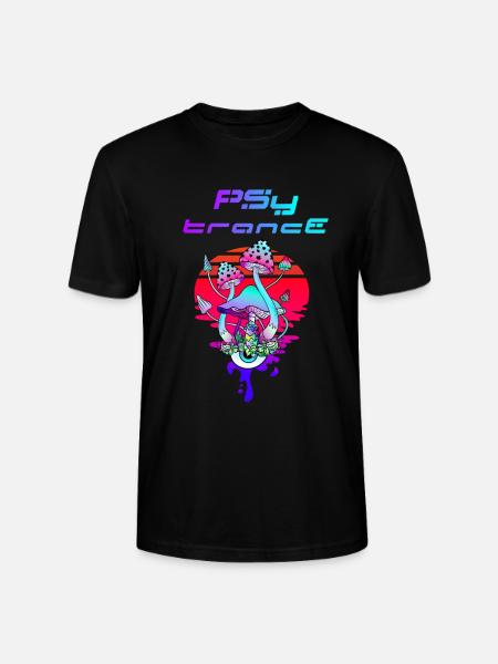 Psytrance Psychedelic Mushroom Sunset - Stanley/Stella CRAFTER Unisex Organic T-Shirt - black
