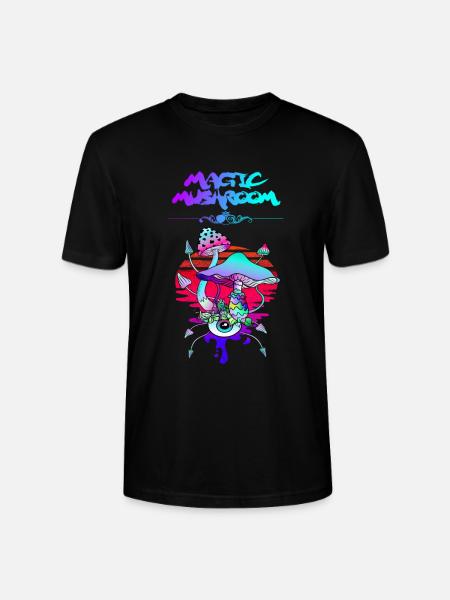 Magic Mushroom Sunset - Stanley/Stella CRAFTER Unisex Organic T-Shirt - black