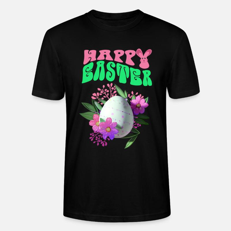 Frohe Ostern Osterei Blumenkunst - Stanley/Stella Unisex Bio-T-Shirt CRAFTER - Schwarz