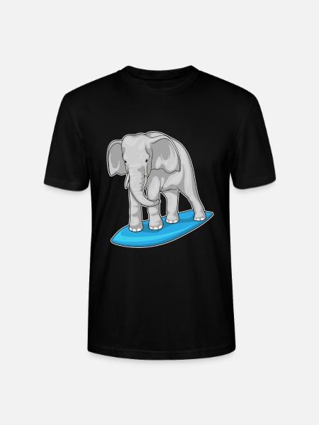Elephant Surfing Surfboard Summer - Stanley/Stella CRAFTER Unisex Organic T-Shirt - black