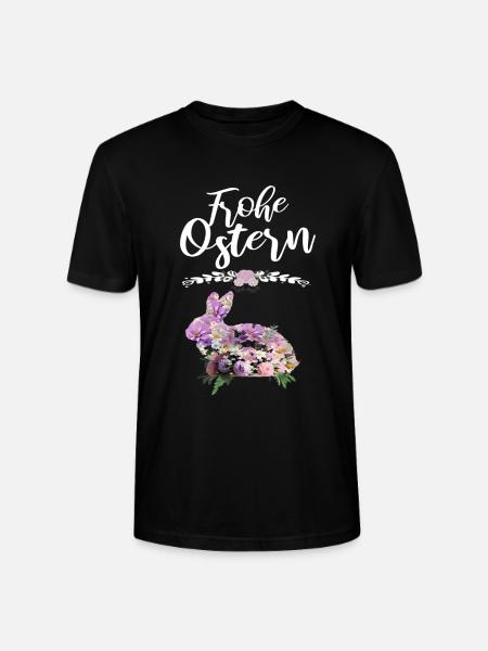 Frohe Ostern Blumen Osterhase - Stanley/Stella Unisex Bio-T-Shirt CRAFTER - Schwarz