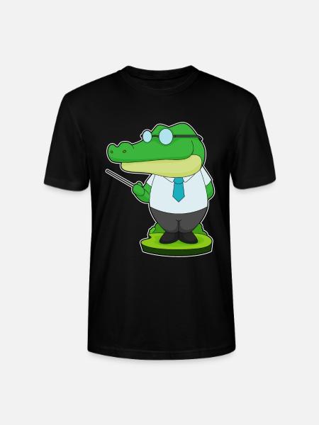 Crocodile Teacher Pointing Stick School - Stanley/Stella CRAFTER Unisex Organic T-Shirt - black