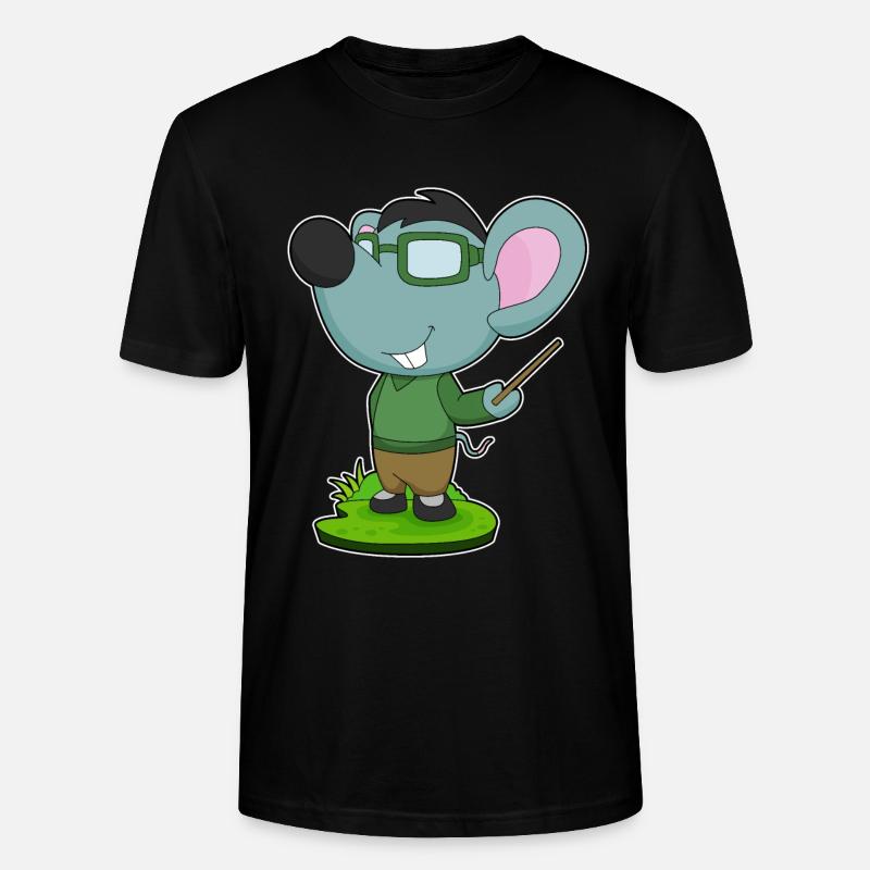 Mouse Teacher Pointer School - Stanley/Stella CRAFTER Unisex Organic T-Shirt - black