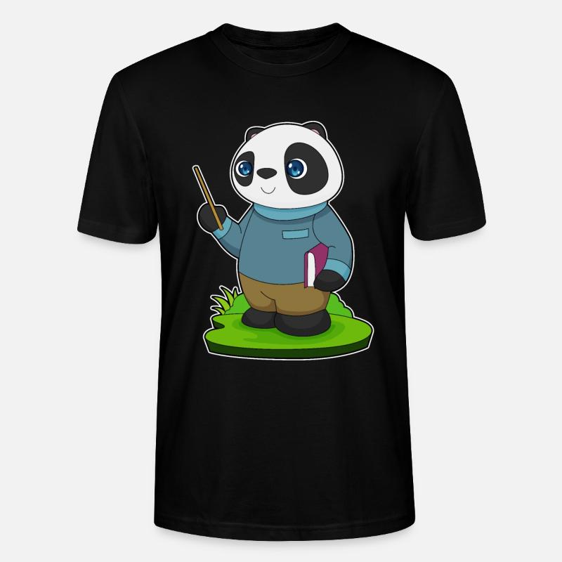 Panda Lehrer Zeigestab Schule - Stanley/Stella Unisex Bio-T-Shirt CRAFTER - Schwarz
