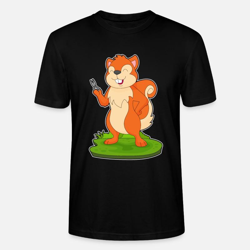 Écureuil Coiffeur Ciseaux - T-shirt bio CRAFTER Stanley Stella Unisexe - noir