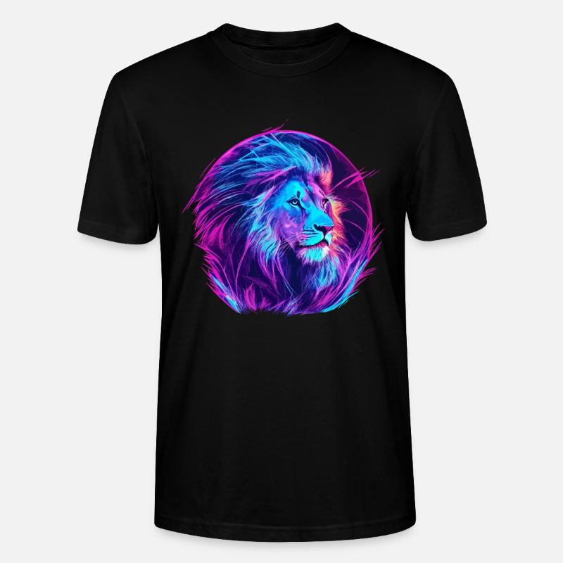 Löwe Vaporwave EDM - Stanley/Stella Unisex Bio-T-Shirt CRAFTER - Schwarz
