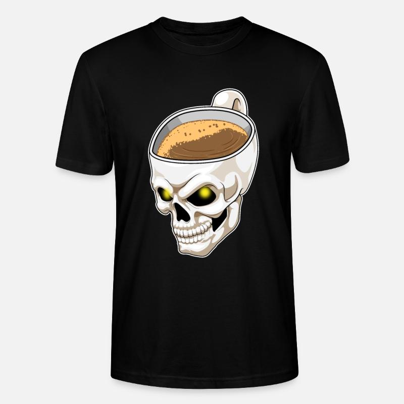 Tasse de café Skull - T-shirt bio CRAFTER Stanley Stella Unisexe - noir