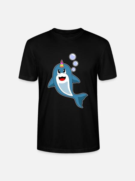 Dolphin Unicorn - Stanley/Stella CRAFTER Unisex Organic T-Shirt - black