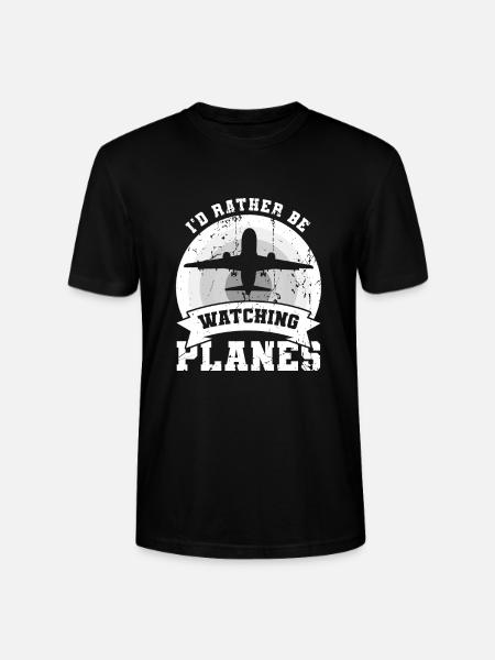 I'd rather watch airplanes - Stanley/Stella CRAFTER Unisex Organic T-Shirt - black