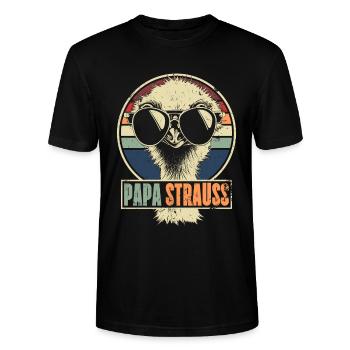 Papa Strauss Retro Emu Laufvogel Sonnenbrille - Stanley/Stella Unisex Bio-T-Shirt CRAFTER - Schwarz - Vorne - Alina (178cm) & Michal (187cm)