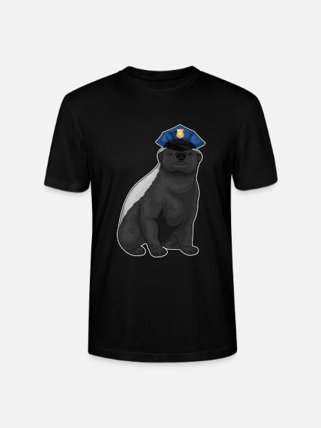 Badger Policeman Police Cap Police - Stanley/Stella CRAFTER Unisex Organic T-Shirt - black