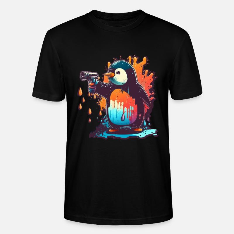 Pinguin mit gezogenem Kolt - Stanley/Stella Unisex Bio-T-Shirt CRAFTER - Schwarz