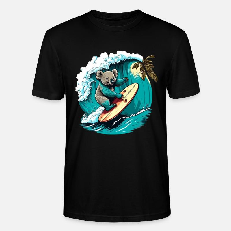 Koala s’amuse à surfer - T-shirt bio CRAFTER Stanley Stella Unisexe - noir