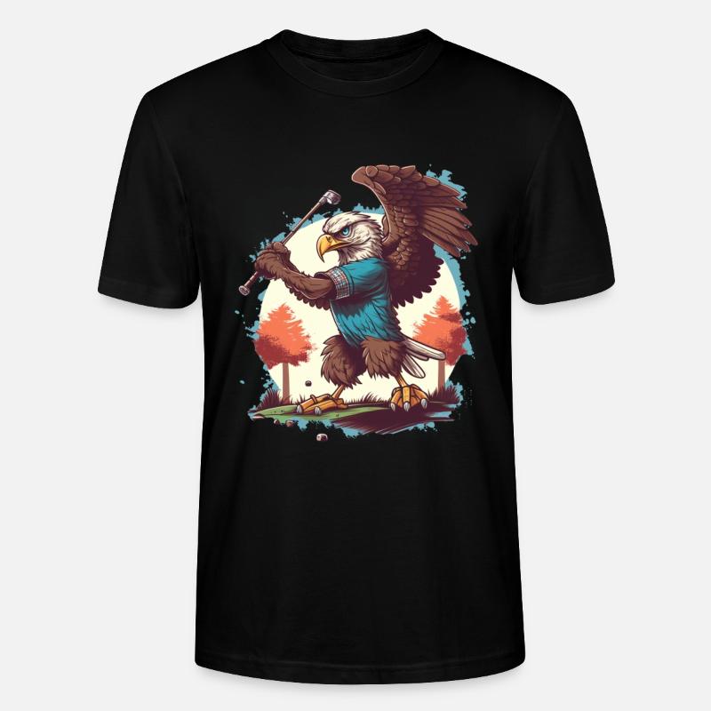 Adler schwingt den Golfschläger - Stanley/Stella Unisex Bio-T-Shirt CRAFTER - Schwarz