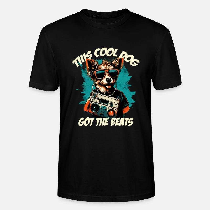 Chien avec boombox et lettrage - T-shirt bio CRAFTER Stanley Stella Unisexe - noir