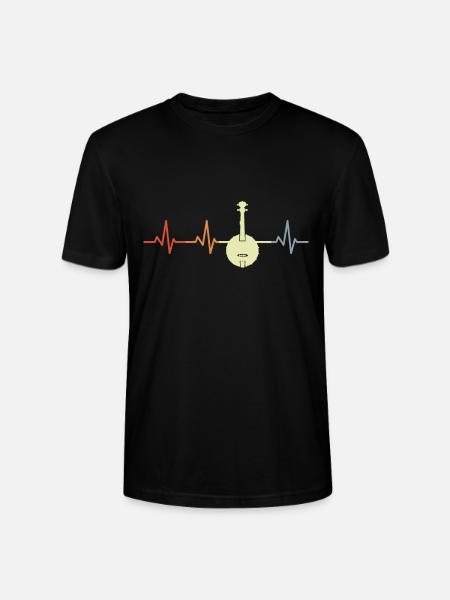 Banjo Heart Line - Stanley/Stella CRAFTER Unisex Organic T-Shirt - black