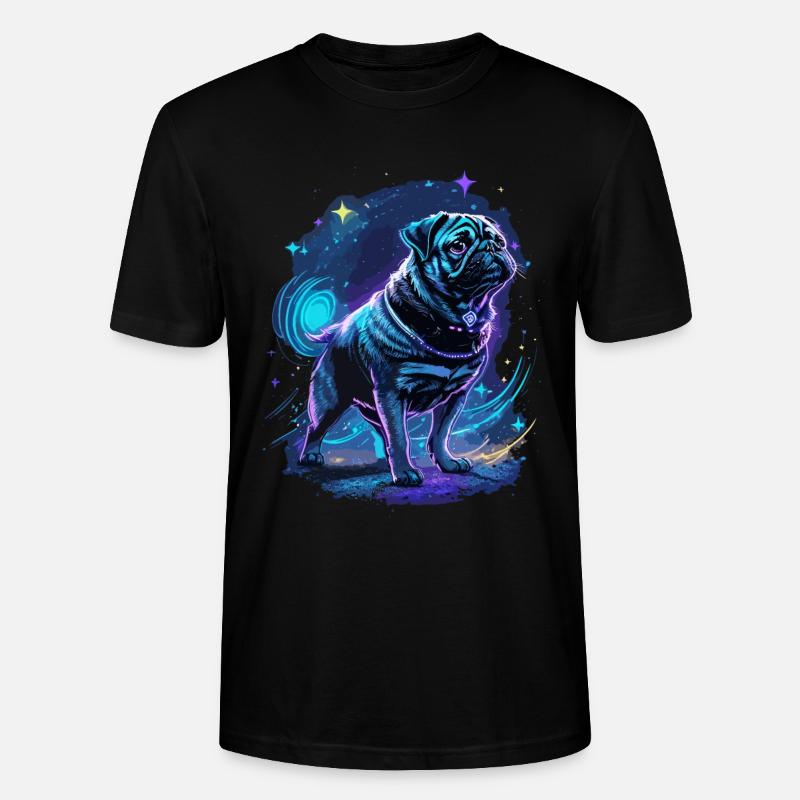 Pug Midnight Magic - Stanley/Stella CRAFTER Unisex Organic T-Shirt - black