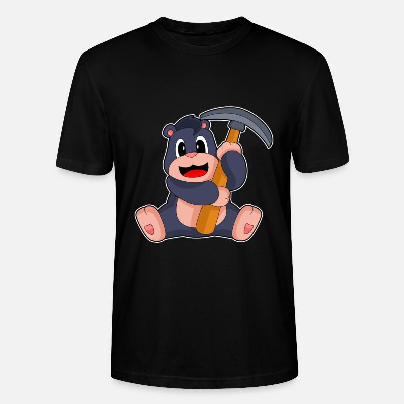 Mole Miner Pickaxe Mining - Stanley/Stella CRAFTER Unisex Organic T-Shirt - black