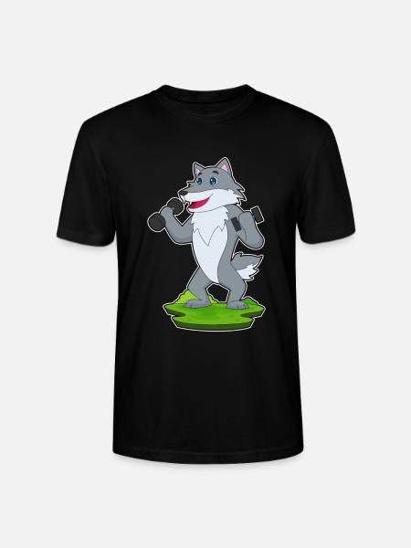Wolf Bodybuilder Hanteln Bodybuilding - Stanley/Stella Unisex Bio-T-Shirt CRAFTER - Schwarz