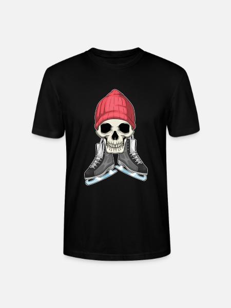 Skull Ice Skating Skates - Stanley/Stella CRAFTER Unisex Organic T-Shirt - black