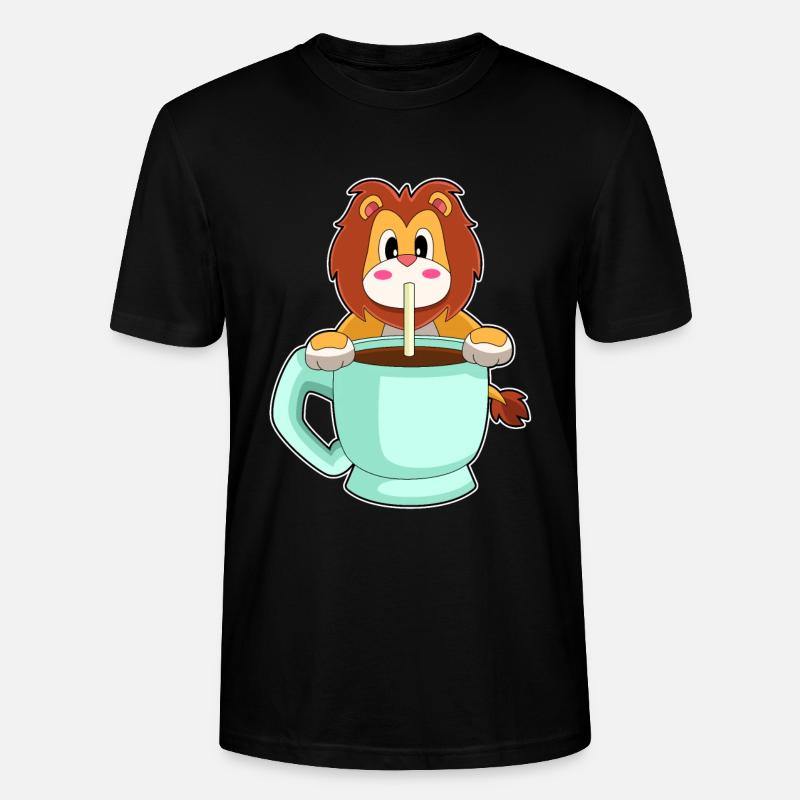 Löwe Tasse Kaffe - Stanley/Stella Unisex Bio-T-Shirt CRAFTER - Schwarz