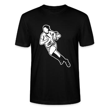 Rugby Spielerin - Stanley/Stella Unisex Bio-T-Shirt CRAFTER - Schwarz - Vorne - Alina (178cm) & Michal (187cm)