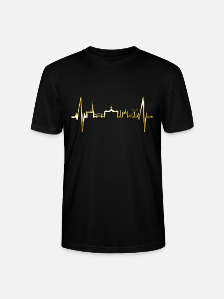 Amsterdam Skyline Netherlands Heartbeat Holland - Stanley/Stella CRAFTER Unisex Organic T-Shirt - black