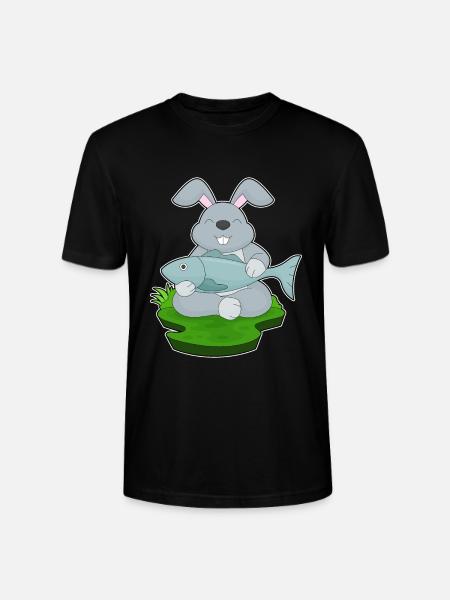 Hare, Angler, Fish, Fishing - Stanley/Stella CRAFTER Unisex Organic T-Shirt - black