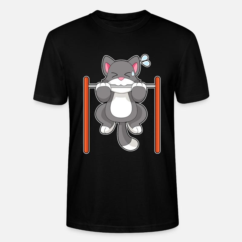 Cat Bodybuilder Pull-ups Bodybuilding - Stanley/Stella CRAFTER Unisex Organic T-Shirt - black