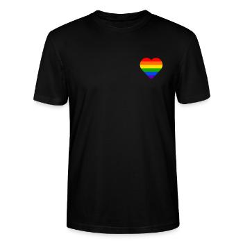 LGBTQ Regenbogen Herz Pride Flagge Gay CSD LGBT - Stanley/Stella Unisex Bio-T-Shirt CRAFTER - Schwarz - Vorne - Alina (178cm) & Michal (187cm)