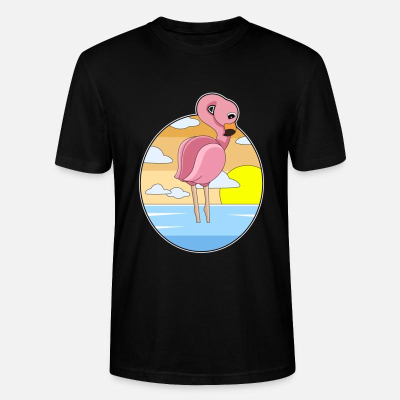 Flamingo Sunset - Stanley/Stella CRAFTER Unisex Organic T-Shirt - black