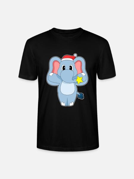 Elephant Christmas Santa Hat - Stanley/Stella CRAFTER Unisex Organic T-Shirt - black