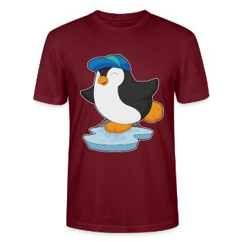 Penguin Pupil Cap School - Stanley/Stella CRAFTER Unisex Organic T-Shirt - burgundy - Front - Alina (178cm) & Michal (187cm)