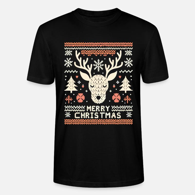 Pull de Noël moche renne - T-shirt bio CRAFTER Stanley Stella Unisexe - noir